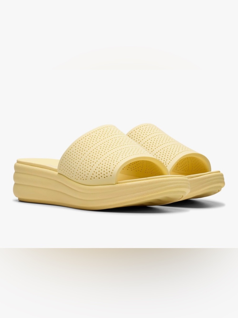 Cloudsteppers by Clarks “Drift Twist” Pale Yellow Slide Sandals